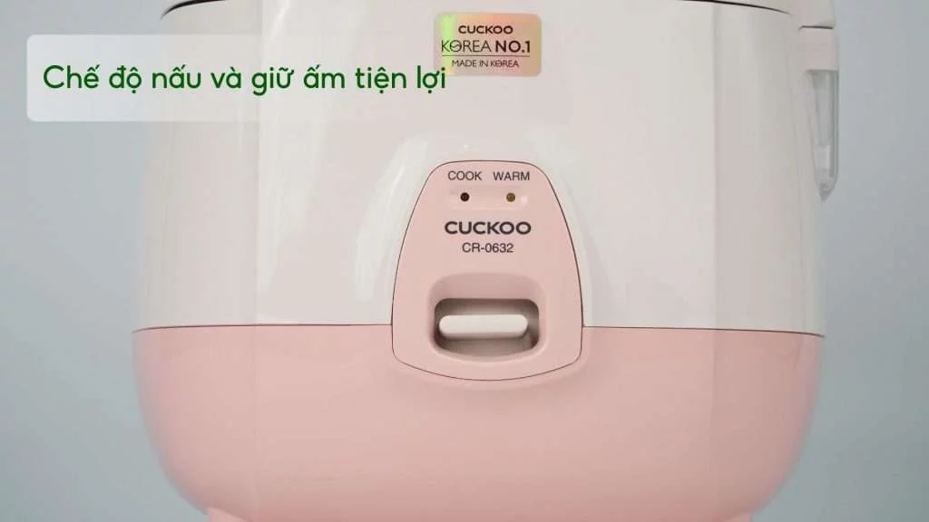 Nồi Cơm Cơ Cuckoo (CR-0632_IPVNCV) 1.08L Hồng Chế độ nấu và giữ ấm tiện lợi