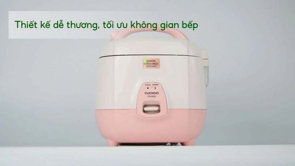 Nồi Cơm Cơ Cuckoo (CR-0632_IPVNCV) 1.08L Hồng Thiết kế dễ thương, tối ưu không gian bếp