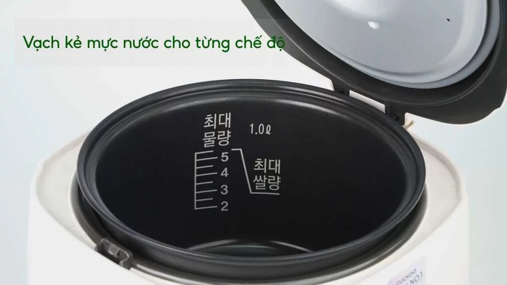 Nồi Cơm Cơ Cuckoo (CR-0632_IPVNCV) 1.08L Hồng Vạch kẻ mực nước cho từng chế độ