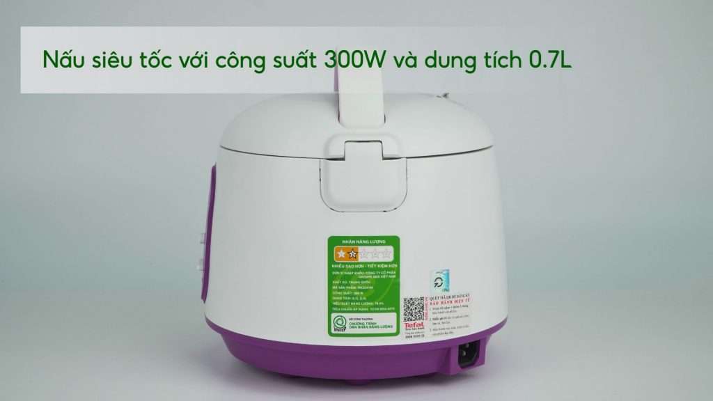 Nồi Cơm Cơ Tefal RK224168 0.7L Trắng&Tím Nấu siêu tốc với công suất 300W và dung tích 0.7L
