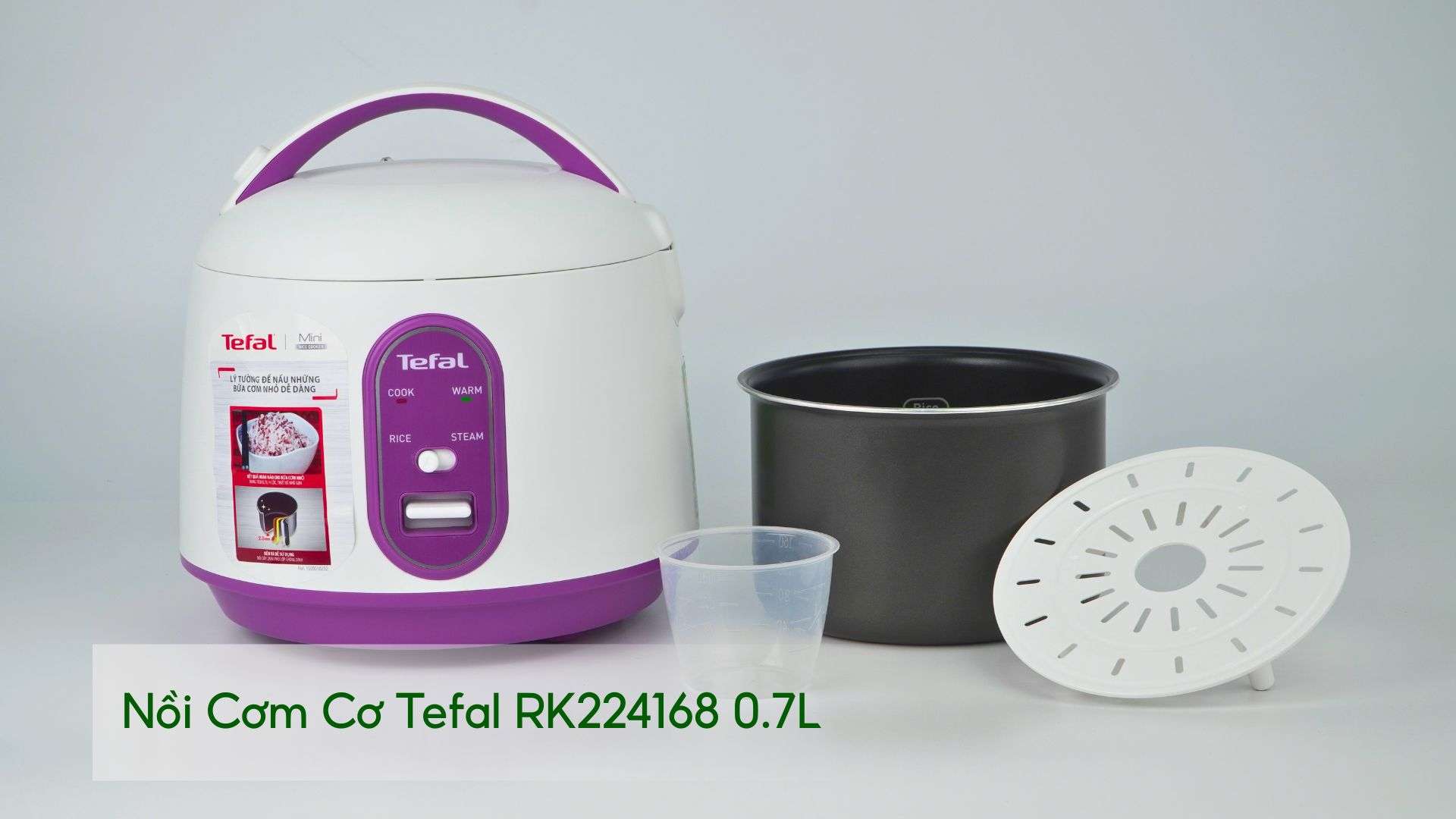 Nồi Cơm Cơ Tefal RK224168 0.7L Trắng&Tím bộ sản phẩm