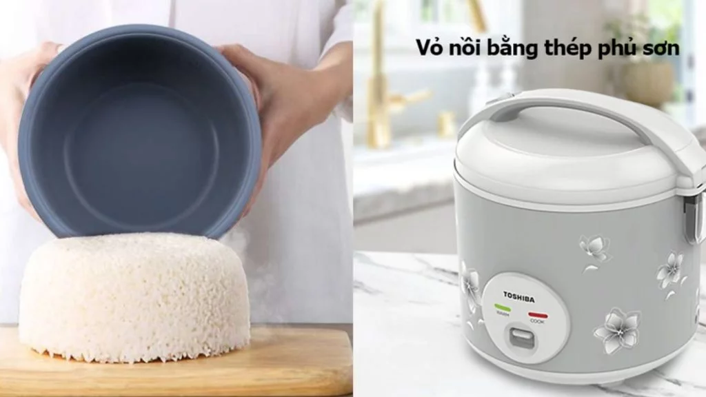 Nồi Cơm Cơ Toshiba RC-10JFM(H)VN 1.0L chất liệu lòng nồi bằng thép phủ sơn cao cấp
