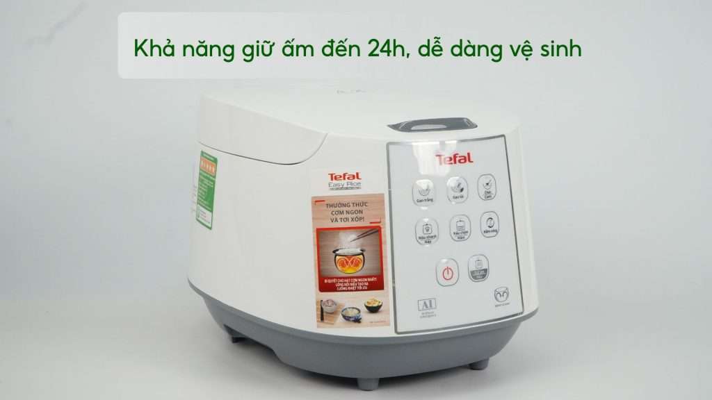 Nồi Cơm Điện Tử Tefal RK733168 1.8L Trắng Khả năng giữ ấm đến 24h, dễ dàng vệ sinh