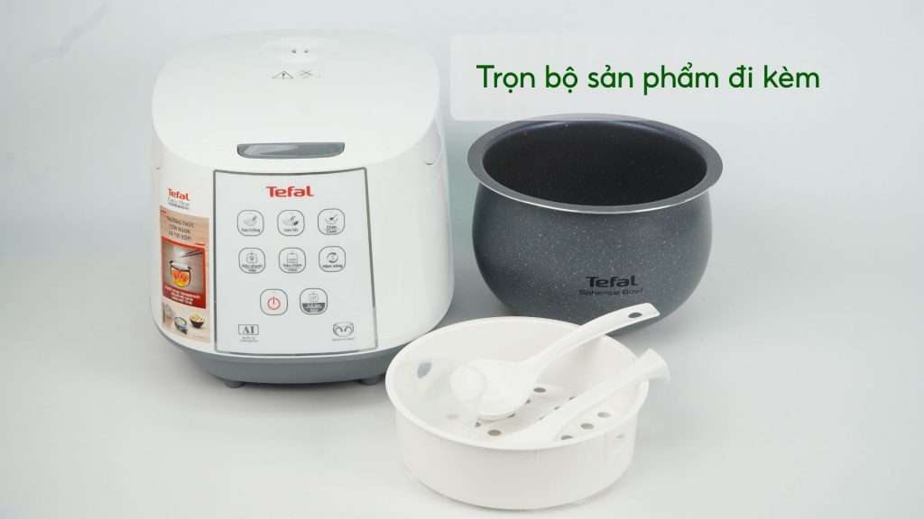 Nồi Cơm Điện Tử Tefal RK733168 1.8L Trắng Trọn bộ sản phẩm đi kèm
