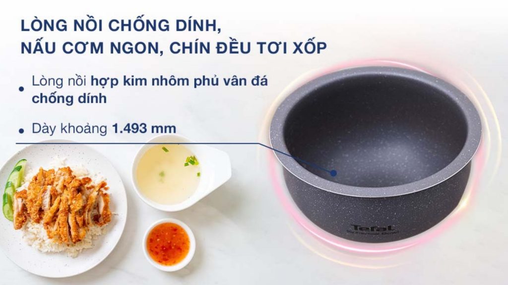 Nồi Cơm Điện Tử Tefal RK733168 1.8L lòng nồi niêu chống dính cao cấp