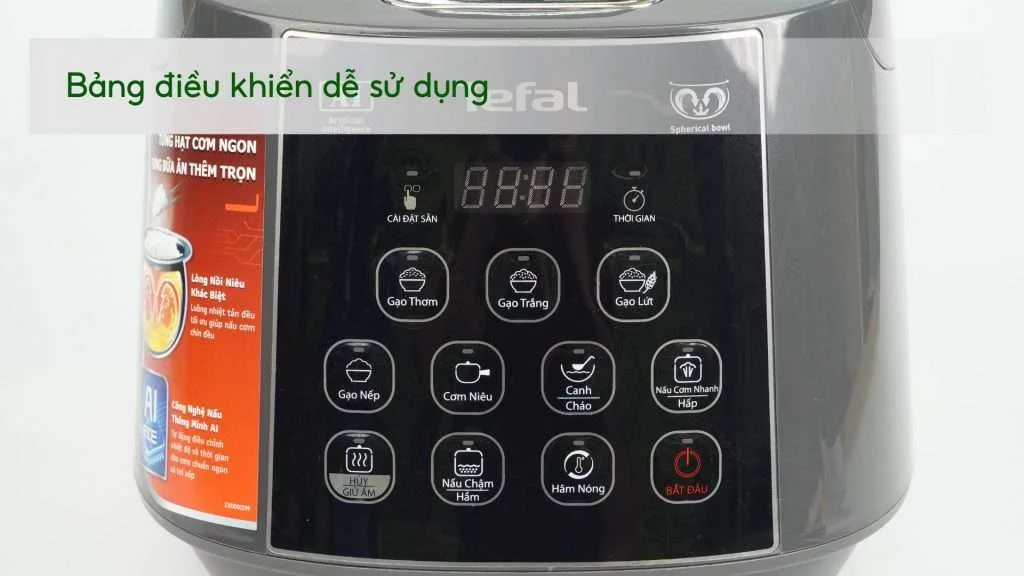 Nồi Cơm Điện Tử Tefal RK736B68 1.8L Đen Bảng điều khiển dễ sử dụng