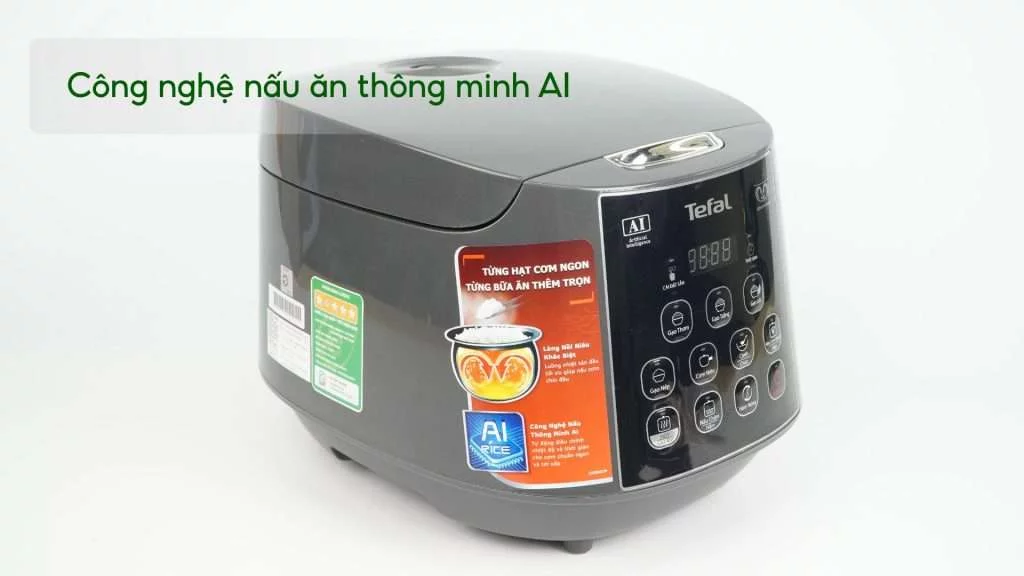 Nồi Cơm Điện Tử Tefal RK736B68 1.8L Đen Công nghệ nấu ăn thông minh AI