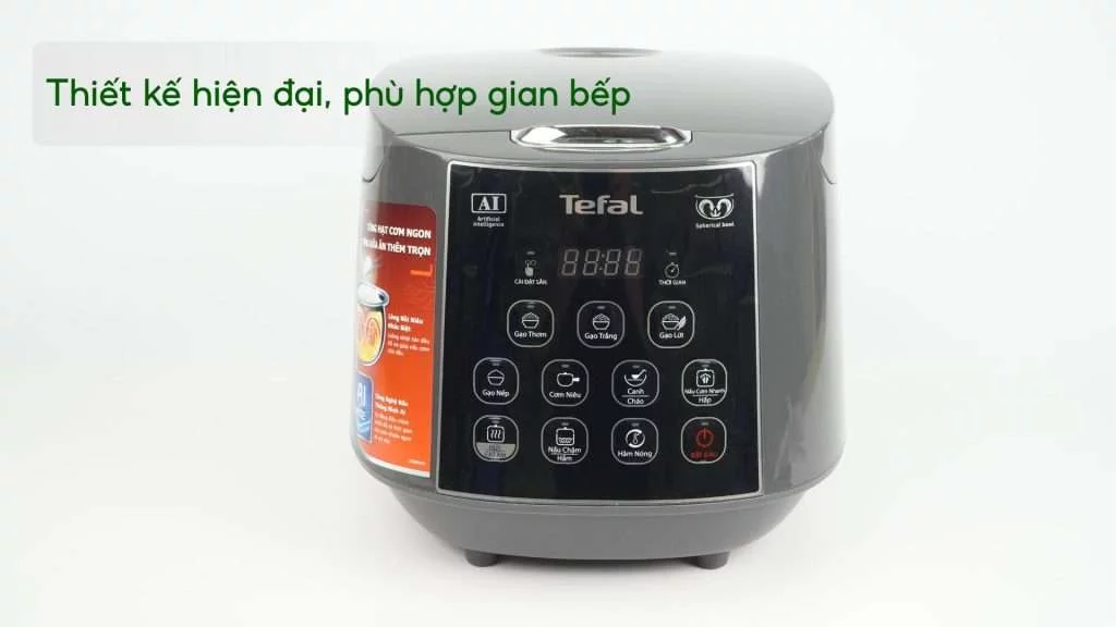 Nồi Cơm Điện Tử Tefal RK736B68 1.8L Đen Thiết kế hiện đại, phù hợp gian bếp