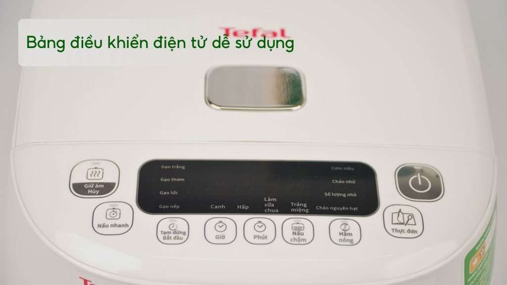 Nồi Cơm Điện Tử Tefal RK808168 1.5L Trắng Bảng điều khiển điện tử dễ sử dụng