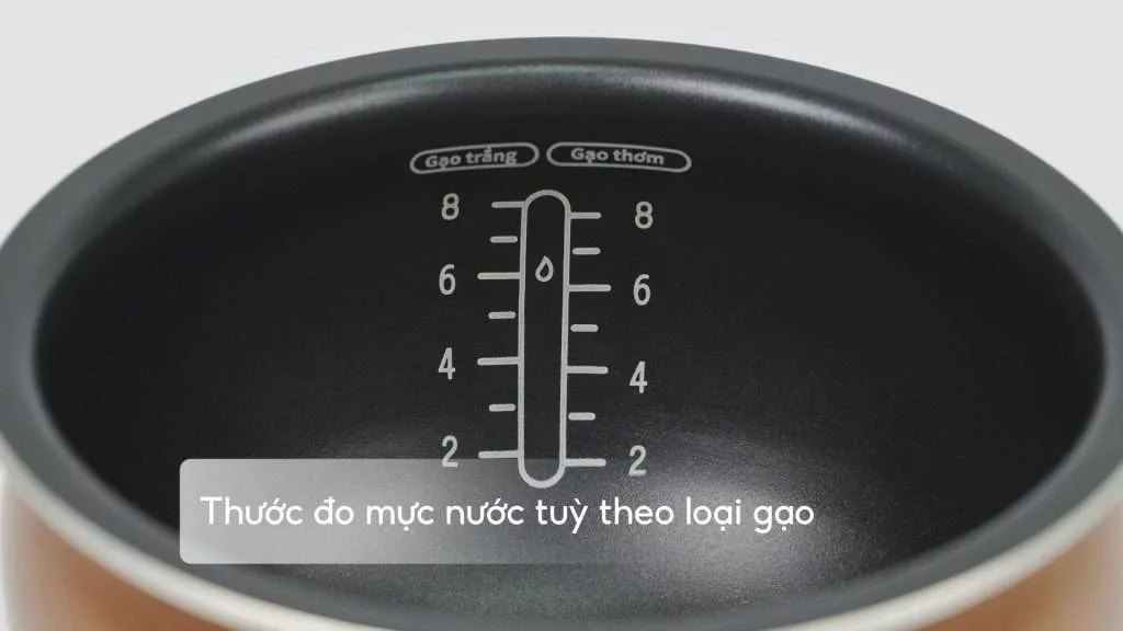 Nồi Cơm Điện Tử Tefal RK808168 1.5L Trắng Thước đo mực nước tuỳ theo loại gạo