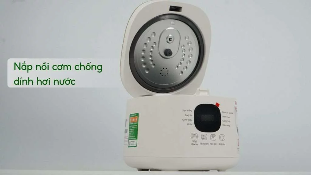 Nồi Cơm Điện Tử Tefal Rice Mate Mini RK515168 0.7L Begie Nắp nồi cơm chống dính hơi nước