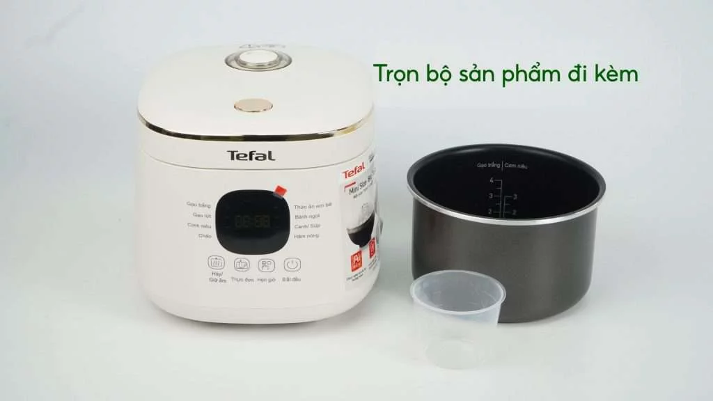 Nồi Cơm Điện Tử Tefal Rice Mate Mini RK515168 0.7L Begie Trọn bộ sản phẩm đi kèm