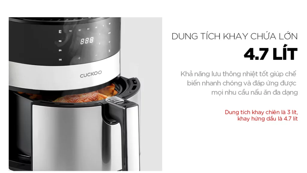 Nồi chiên không dầu Cuckoo có dung tích lớn 4.7L