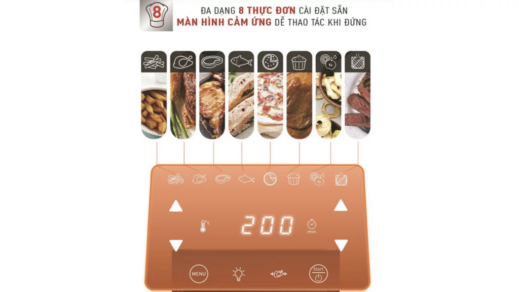 Nồi chiên không dầu Tefal 11 Lit (FW501815) Đa dạng nấu với 8 thực đơn_ Chiên khoai tây, Chiên gà, Chiên thịt, Chiên cám, Làm bánh Pizza, Làm bánh ngọt, Nướng thịt, , rã đông