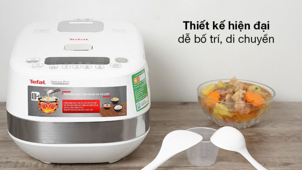 Nồi cơm điện tử Tefal 1.5 Lit (RK808168) Thiết kế gọn nhẹ, trang nhã,