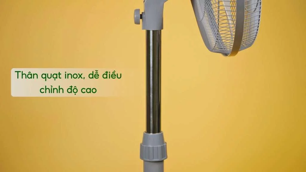 Quạt Đứng Asiavina VY589790 80W Xám Thân quạt inox, dễ điều chỉnh độ cao
