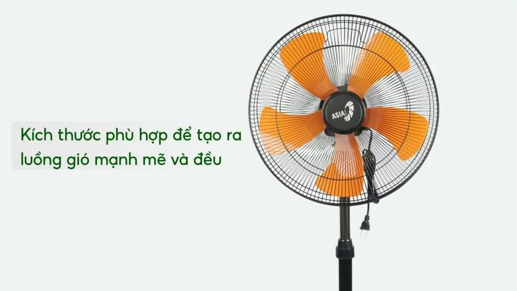 Quạt Đứng Asiavina VY589890 80W Đen Kích thước phù hợp để tạo ra luồng gió mạnh mẽ và đều