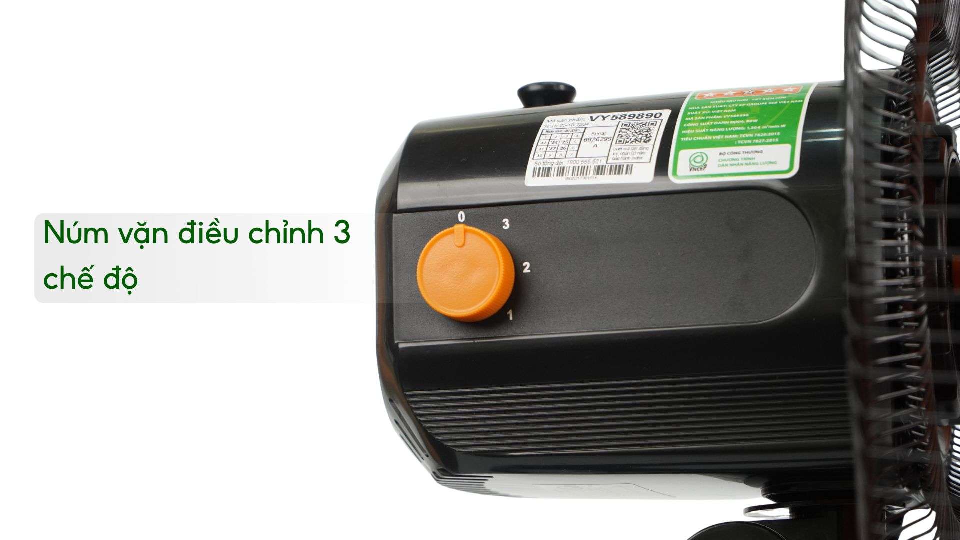 Quạt Đứng Asiavina VY589890 80W Đen Núm vặn điều chỉnh 3 chế độ