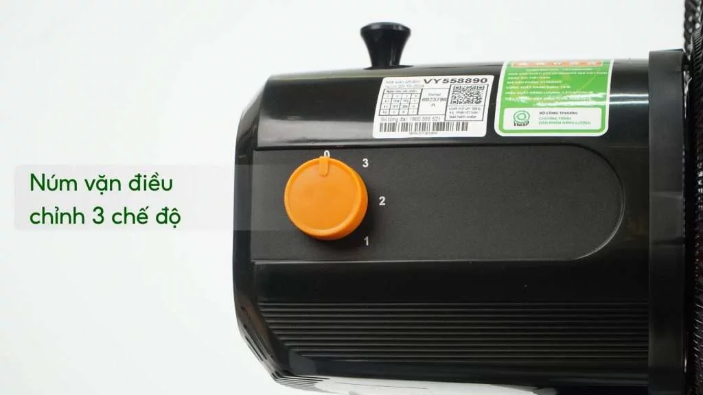 Quạt Lửng Asiavina VY558890 75W Đen Núm vặn điều chỉnh 3 chế độ