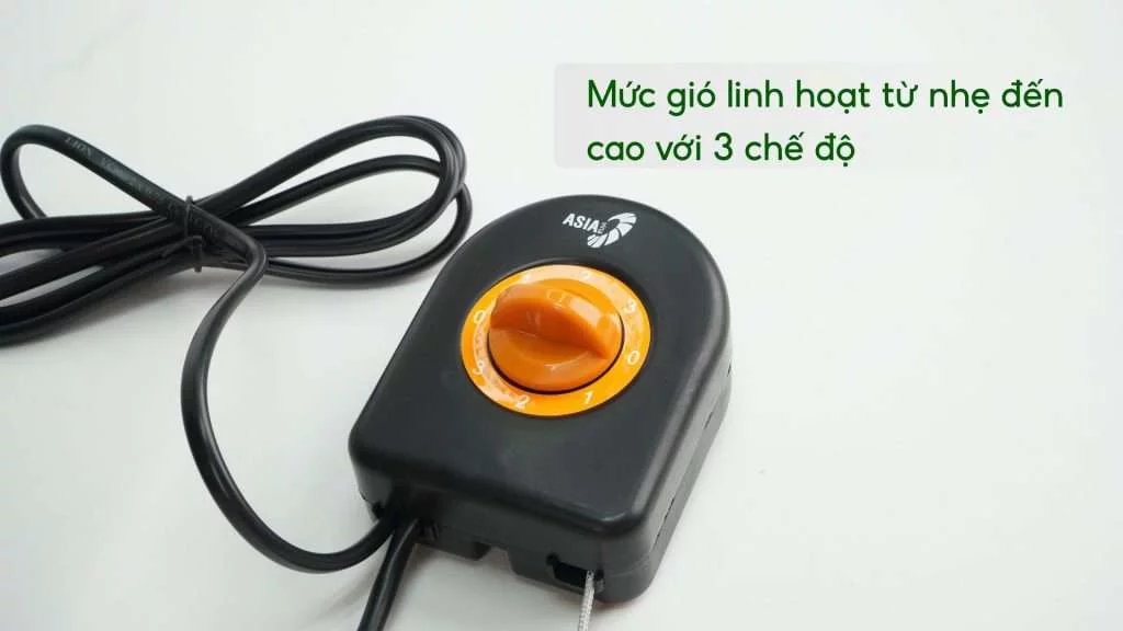Quạt Treo Tường Asiavina L20002-DV0 80W Đen Mức gió linh hoạt từ nhẹ đến cao với 3 chế độ