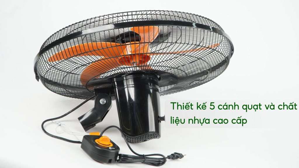 Quạt Treo Tường Asiavina L20002-DV0 80W Đen Thiết kế 5 cánh quạt và chất liệu nhựa cao cấp