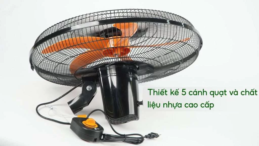Quạt Treo Tường Asiavina L20002-DV0 80W Đen Thiết kế 5 cánh quạt và chất liệu nhựa cao cấp