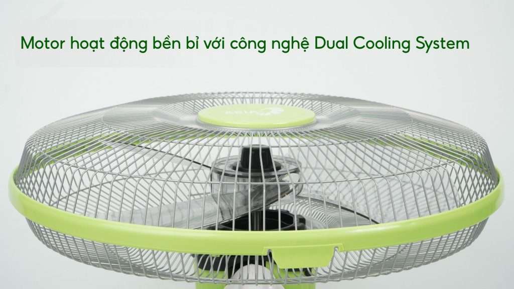 Quạt Treo Tường Asiavina VY357290 55W Xanh Chuối Non Motor hoạt động bền bỉ với công nghệ Dual Cooling System