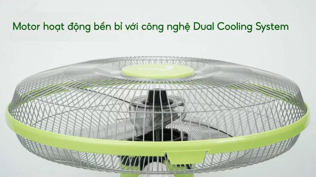 Quạt Treo Tường Asiavina VY357290 55W Xanh Chuối Non Motor hoạt động bền bỉ với công nghệ Dual Cooling System
