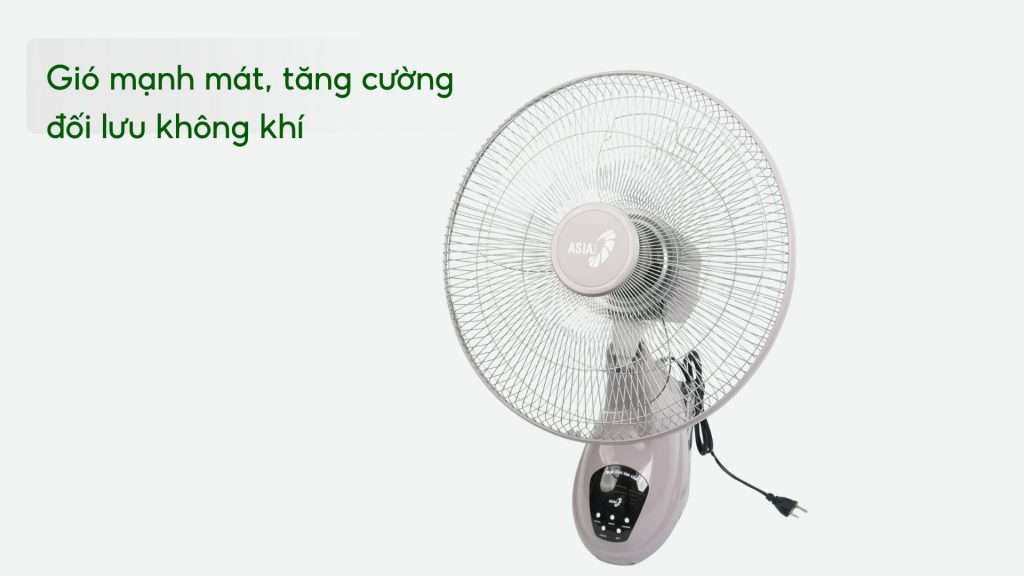Quạt Treo Tường Asiavina VY377092 55W Xám Gió mạnh mát, tăng cường đối lưu không khí