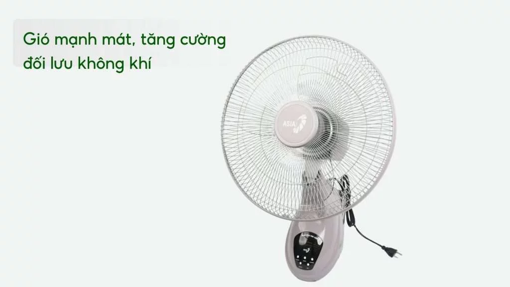Quạt Treo Tường Asiavina VY377092 55W Xám Gió mạnh mát, tăng cường đối lưu không khí