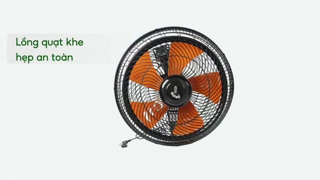 Quạt Treo Tường Asiavina VY627890 80W ĐenLồng quạt khe hẹp an toàn