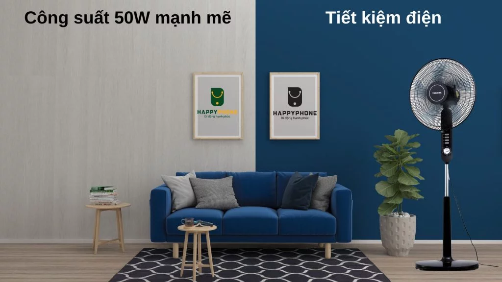 Quạt đứng Toshiba 50W Công suất 50W mạnh mẽ, Tiết kiệm điện