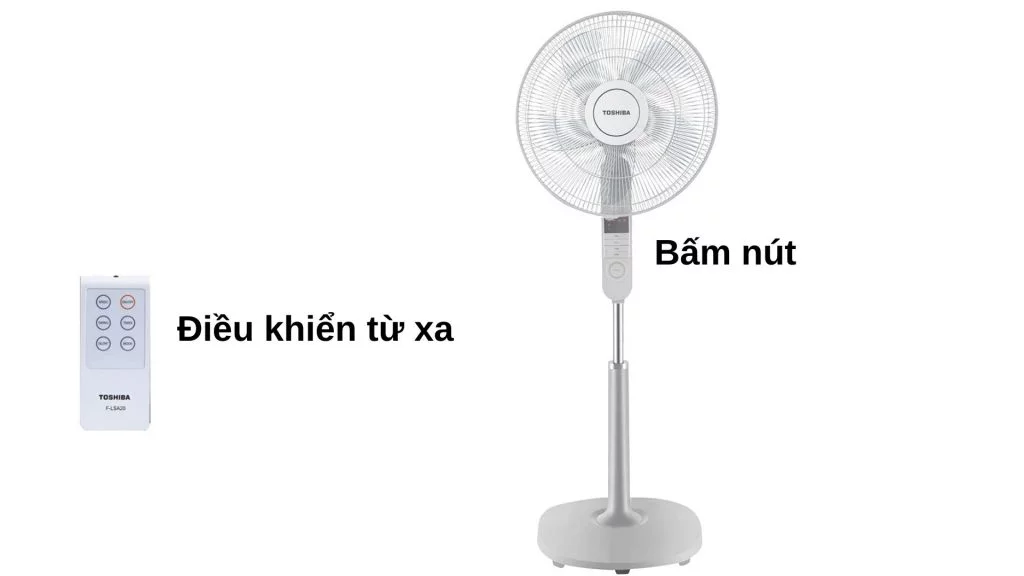 Quạt đứng Toshiba 60W (F-LSA20) có chức năng tiện lợi đa dạng gồm bấm nút và điều khiển từ xa,