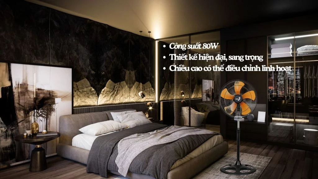 Quạt đứng bán công nghiệp 80W Asia Vina (VY589890) Chiều cao có thể điều chỉnh linh hoạt