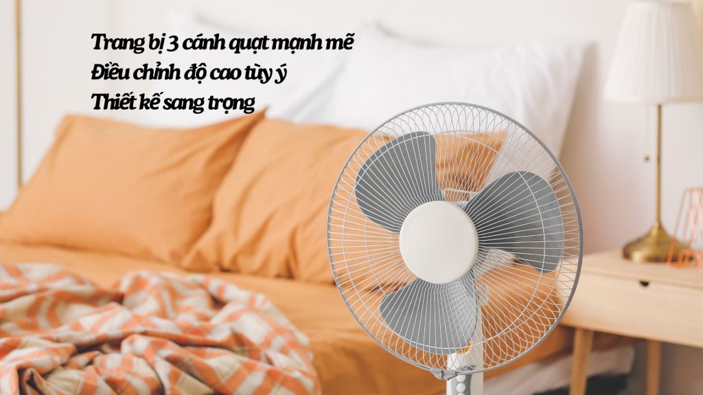 Quạt lửng Asia Vina 55W (VY358192) Trang bị 3 cánh quạt mạnh mẽ Điều chỉnh độ cao tùy ý Thiết kế sang trọng