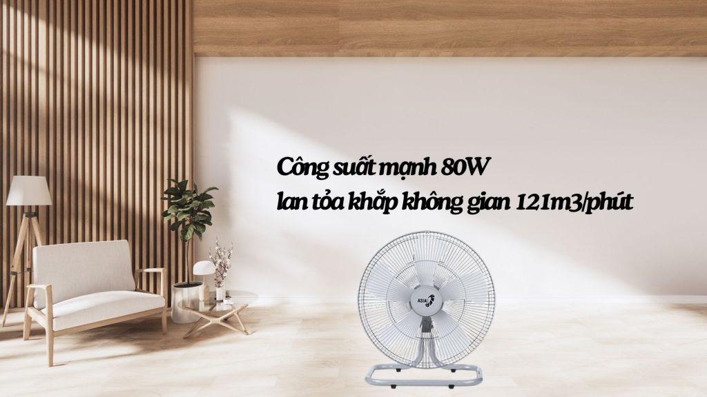 Quạt sàn bán công nghiệp Asia Vina 80W (VY586790) Công suất mạnh 80W lan tỏa khắp không gian 121m3_phút