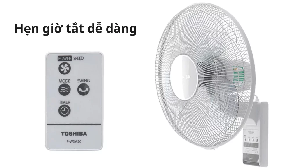 Quạt treo tường Toshiba 55W (F-WSA20) Hẹn giờ tắt dễ dàng