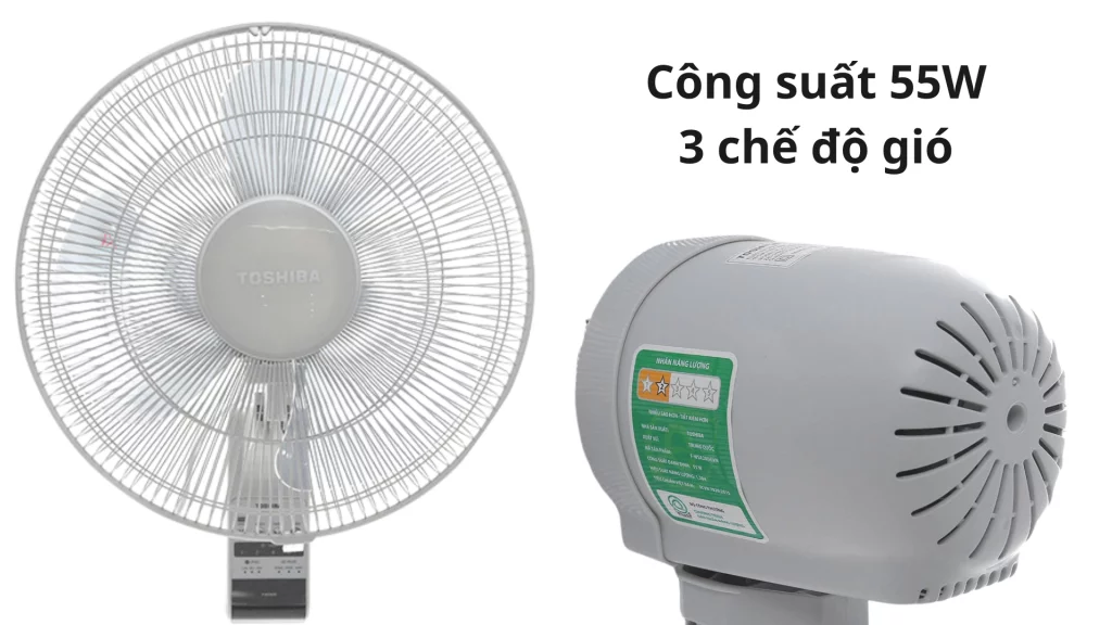 Quạt treo tường Toshiba 55W (F-WSA20) thiết kế sang trọng màu xám
