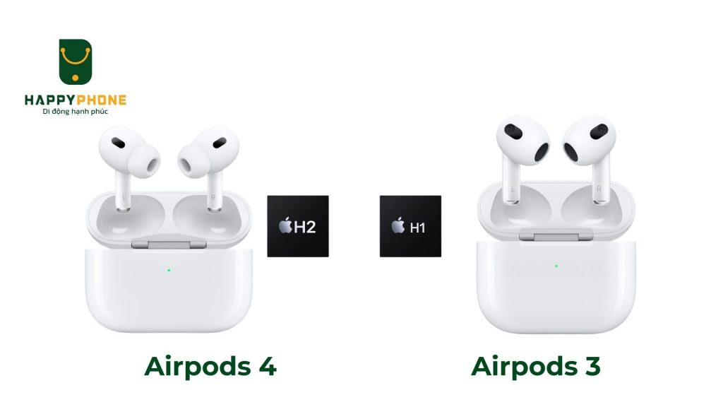 Airpods 4 và Airpods 3 khác nhau về pin và chip