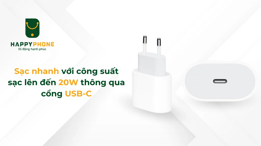 Củ sạc nhanh iPhone Type C 20W hỗ trợ sạc nhanh qua cổng Type C