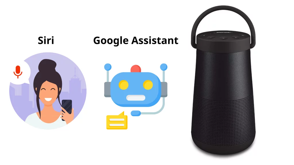 Loa Bluetooth Bose Soundlink Revolve Plus II loa còn hỗ trợ trợ lý ảo Siri và Google Assistant, cho phép bạn điều khiển bằng giọng nói một cách tiện lợi