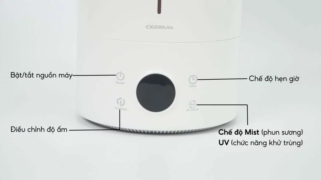 MÁY TẠO ĐỘ ẨM Deerma F628S Điều chỉnh độ ẩm, Chế độ hẹn giờ, Chế độ Mist (phun sương) UV (chức năng khử trùng)