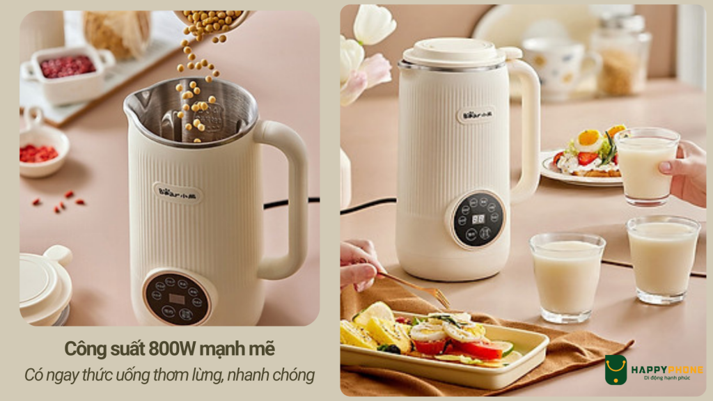 Máy làm sữa hạt Bear DJJ-D06W5 công suất 800w mạnh mẽ