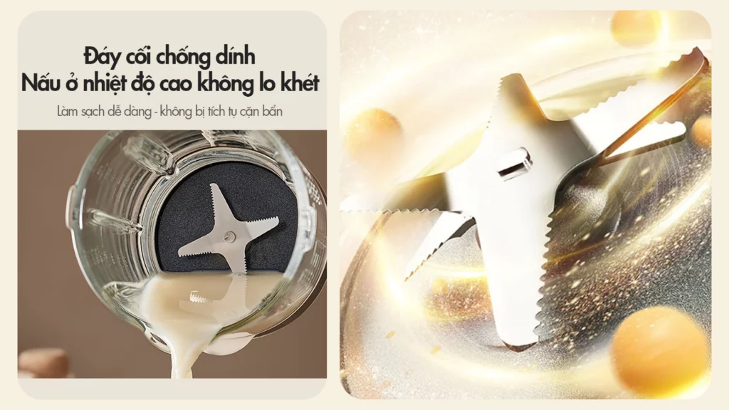 Máy làm sữa hạt Bear PBJ-D10T1 trang bị lưỡi dao 6 cánh sắc bén