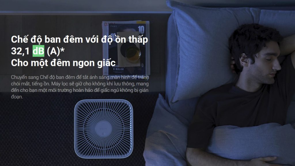 Máy lọc không khí Xiaomi smart air purifier 4 Chế độ ban đêm tĩnh lặng , độ ồn xuống cấp số độ thấp kỳ diệu 32.1 dB(A),