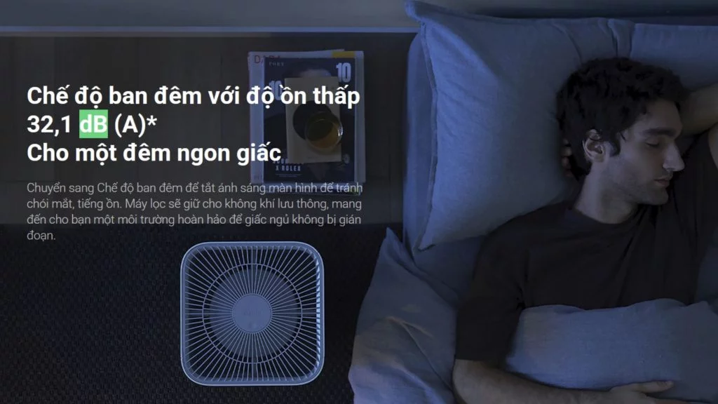 Máy lọc không khí Xiaomi smart air purifier 4 Chế độ ban đêm tĩnh lặng , độ ồn xuống cấp số độ thấp kỳ diệu 32.1 dB(A),