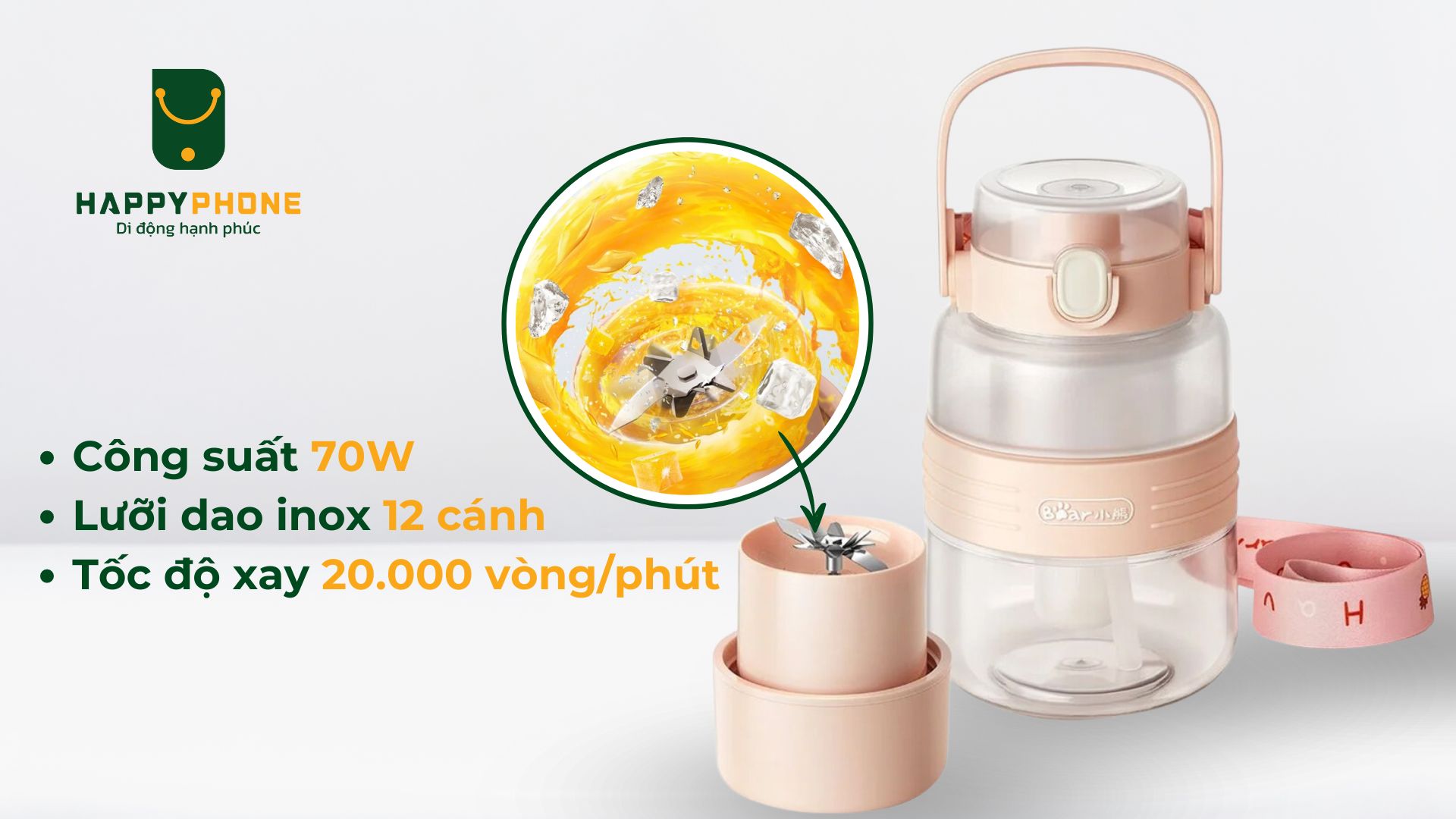 Máy xay sinh tố cầm tay Bear LLJ-P10X5 công suất mạnh mẽ