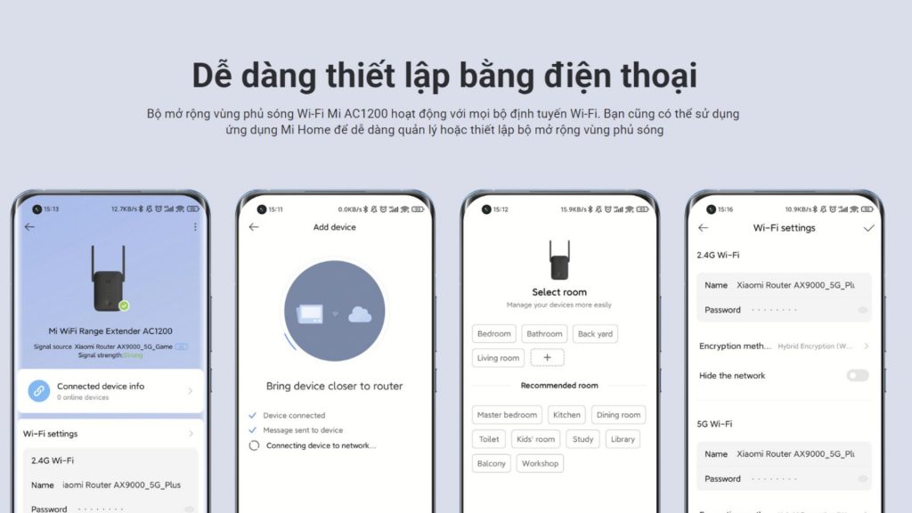 Mi WiFi Range Extender AC1200 điều khiển bằng App Mi home