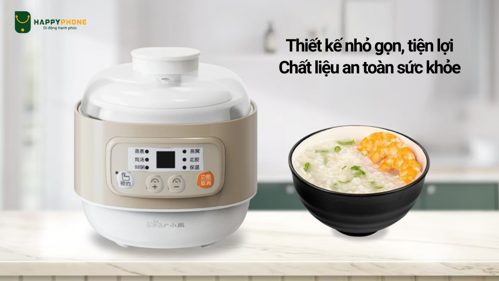 Nồi nấu chậm đa năng Bear DDZ-A08T8 có thiết kế đơn giản và chất liệu cao cấp, an toàn