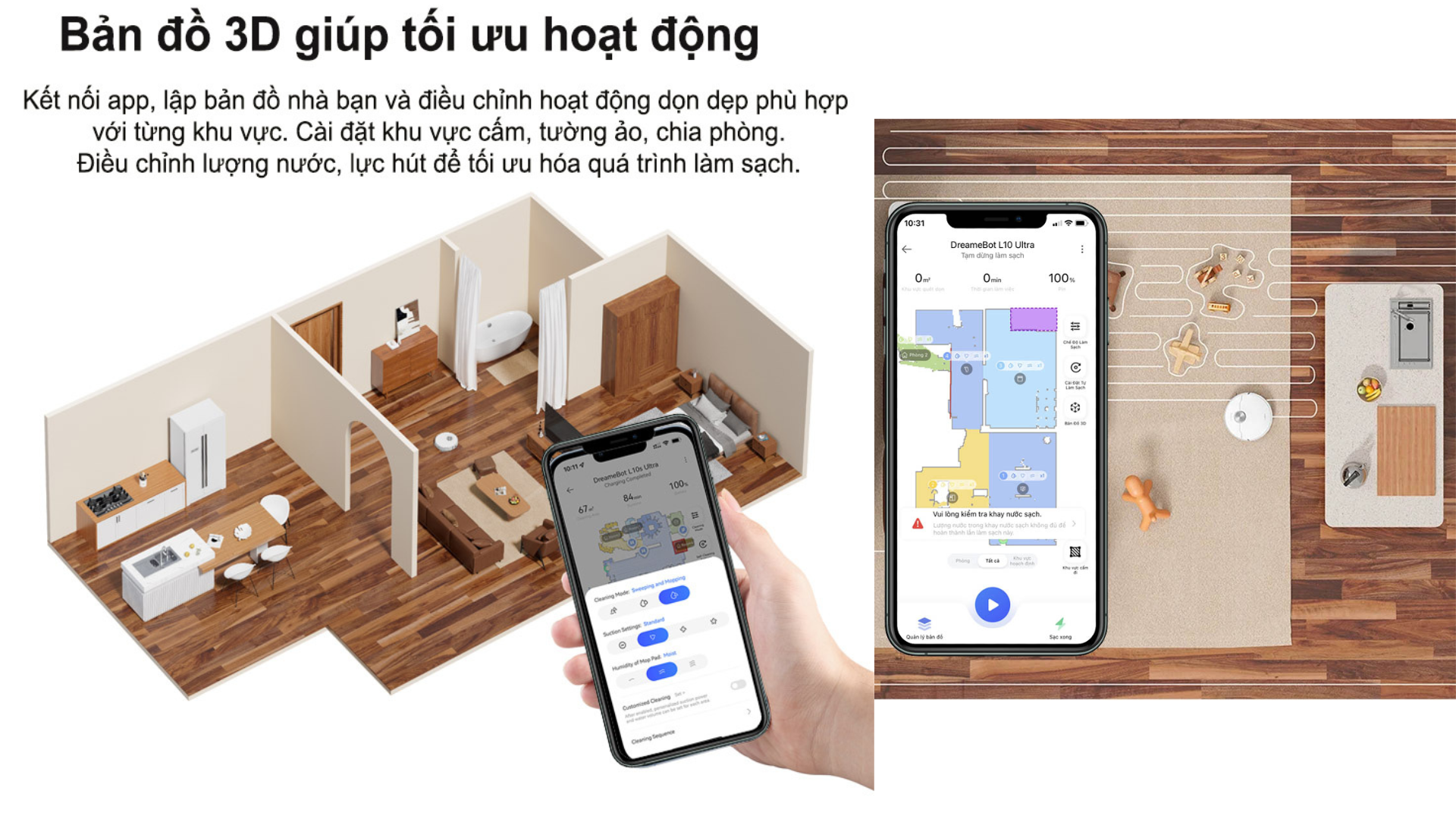 Robot Hút Bụi Dreame L10 Ultra Bản đồ 3D giúp tối ưu hóa